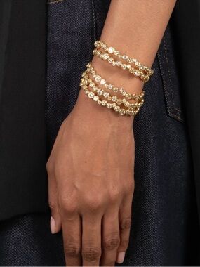 NEW Alexis Bittar Asterales Gold Skinny Cuff Bracelet Clear CZ AU20